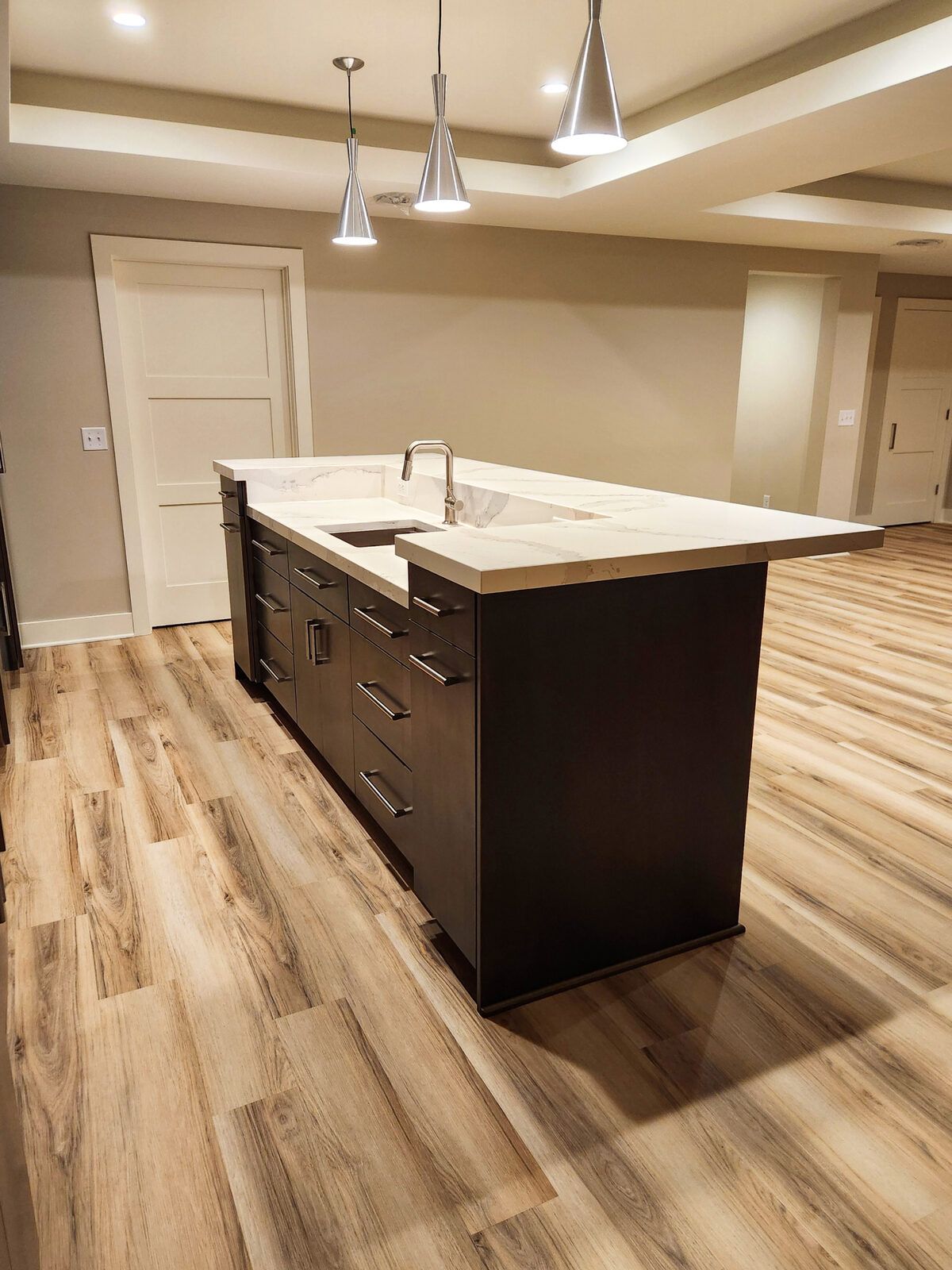 Basement bar island, side view