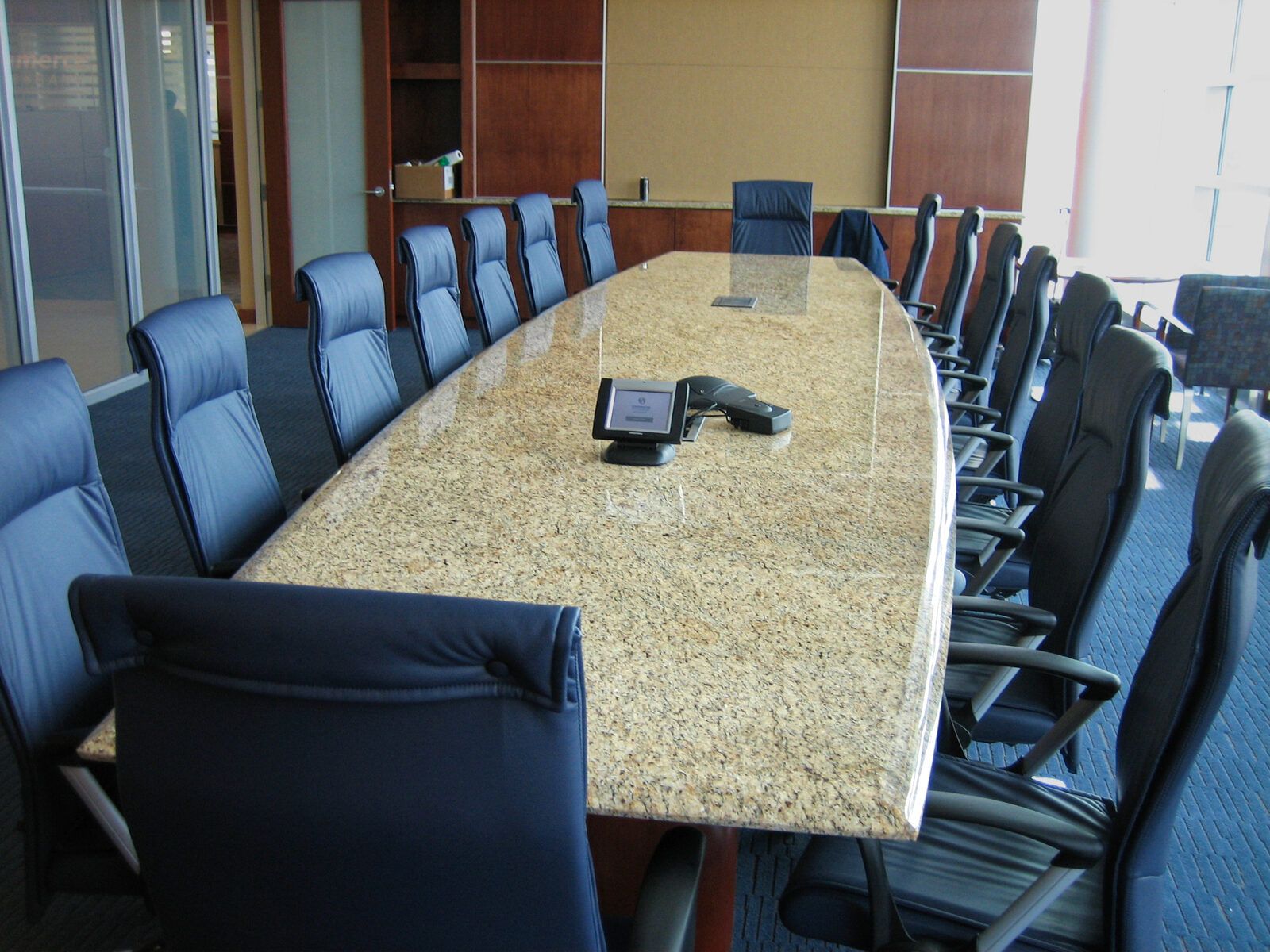 Granite conference table in a commercial office